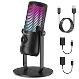 Donner RGB Gaming Micrófono de Cardioide Condensador Computadora USB Plug & Play, con Botón de Silencio, Filtro Anti-Pop, Podcasting, Streaming, Youtube para Laptop Desktop PC, PS4 y Mac