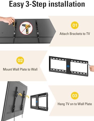 Mounting Dream TV Wall Mount for Most 37-75" TVs, Tilting TV Mount Low Profile up to VESA 600x400mm and 132 LBS Loading, Fits 16", 18", 24" Studs, Easy for TV Centering and Space Saving MD2268-LK — view 7