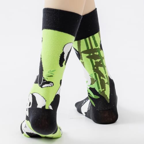 Image of 2 Pairs Cartoon Animal Crew Socks Fun Cotton Mid Calf Socks for Women