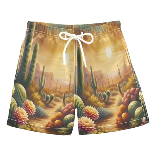 Cactus Desert Flowers Boys Swim Trunks Quick Dry Toddler Swimsuit Boy Bathing Suits Swimwear Board Shorts S