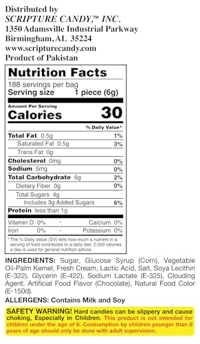 Scripture Candy, Chocolate & Cream 2.5 LB Bag, 180 Pieces