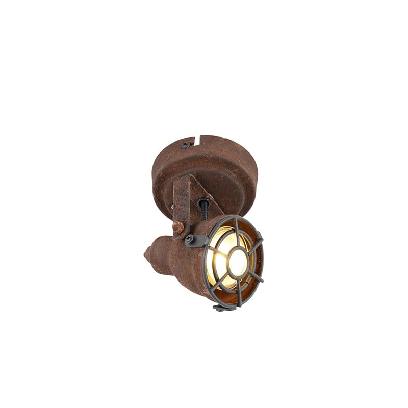 Qazqa Foco industrial óxido - SORRA Acero Redonda Adecuado para LED Max. 1 x 25 Watt
