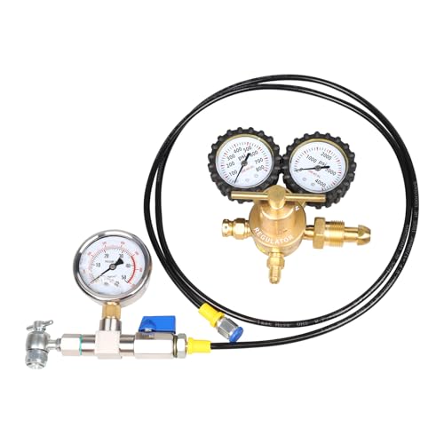 ENYSAON Nitrogen Shock Fill Kit with 700Psi Nitrogen Gauge and 10in High-Pressure Flexible Hose Nitrogen Regulator Shock Fill Tool No-Loss Schrader Chuck for ATV, UTV, Off-Road Bike, Dirt Bike