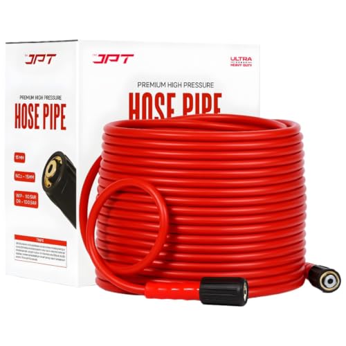 Image of JPT Ultra Heavy-Duty 8MTR Flexible High Pressure Washer Hose Pipe | M22 x 15MM Thread | Up To 450Bar / 6525PSI | PVC + PE Layers Build | Tangle & Kink Free Design
