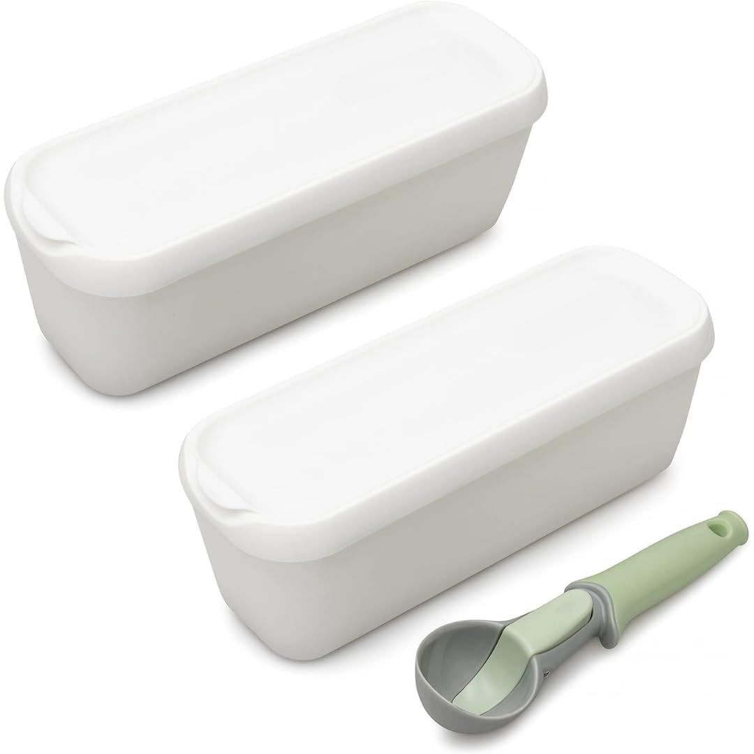Katai - Ice Cream Container Tub 1.5 Litres - 2-Pack Reusable Containers with Lids for Homemade Ice Cream or Frozen Yogurt
