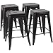 Devoko Metal Bar Stools 24" Indoor Outdoor Stackable Barstools Modern Style Industrial Vintage Counter Bar Stools Set of 4 (Black)
