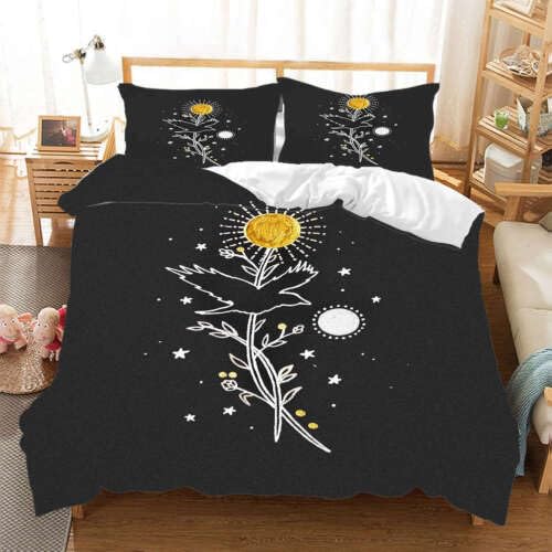 Parure de lit 220x240 noire en microfibre 110g/m² douce et respirante