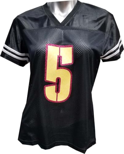 Custom Womens Blinged Football Black Mesh Jayden Daniels Jersey Size 3XL XXXL