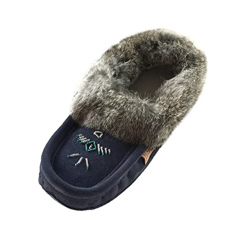 Laurentian Chief Women's Rabbit Fur Fleece Lined Moccasin