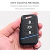 HooRLZ Vw Key Fob Cover For Passat B8, Leon Ibiza, Superb, Kodiaq, Tiguan, Touran, Golf, Polo - 3 Button TPU SEAT Ibiza Key Case, Vw Polo Silicone (Blue Line) #4