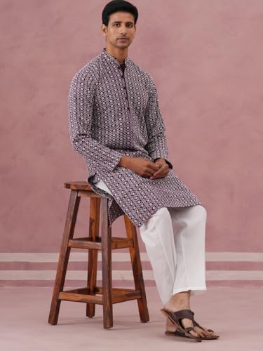 Image of Jompers Floral Embroidered Kurta With Churidar (Purple, L)