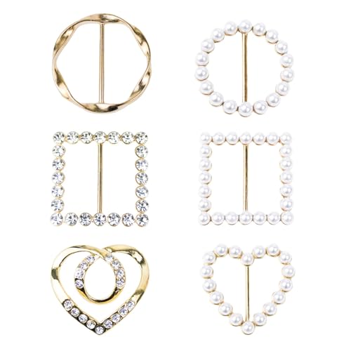 Image of 6PCS Scarf Ring Clip T-shirt Tie Clips Silk Scarf Ring for Women Clothing Shirt Waist Cincher Clips Metal Round Circle Clip Belt Buckle