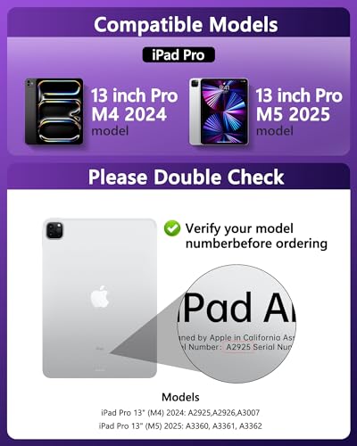 Image of Clear Keyboard Case for iPad Pro 13 inch (M5 /M4, 2025 /2024), Transparent Protective Cover with 7-Color Backlit Keyboard, 360 Rotating Stand, Multi-Touch Trackpad and Pencil Holder, Purple