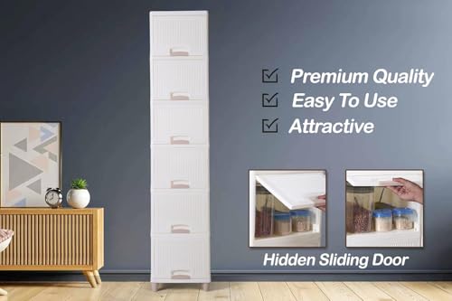 Image of 6 Tier Cupboard for Storage Organizer /Plastic Storage Drawer /Stackable Storage Cabinet /Drawers for Storage Box /Multipurpose Storage Rack /Plastic Wardrobe Organizer (6 Layer White)