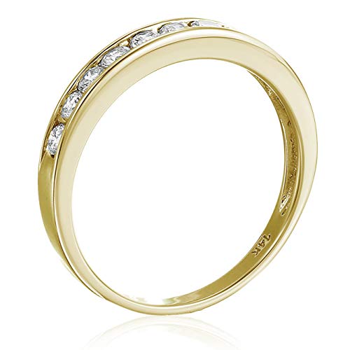 1/2 carat (ctw) Diamond Wedding Anniversary Band for Women, Half Eternity Round Diamond Engagement Ring 14K Yellow Gold Channel Set 0.50 cttw, Size 4.5-102