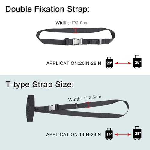 Image of Vigorport Luggage Straps, Metal Luggage Connector Straps for Suitcases, Stretchable Add A Bag Adjustable Attachment Accessories Belts (Black, Medium)