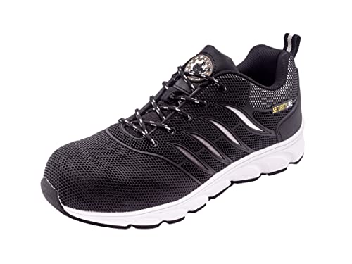 Security Line Astro Hombres Mujeres Zapatos de Seguridad Cómodas Trabajo Zapatos Composite Puntera de Seguridad sin Metal Ligera S1PCISRC Transpirables Anti-Deslizante Trabajar Calzado, Negro, 40