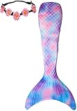 Hulaha Womens Mermaid Tails Big Girls Mermaid Dress Matching Mermaid Costume Rainbow Pink Adult Small