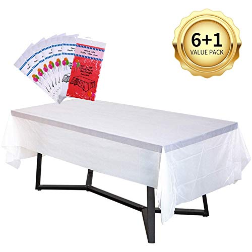 ProKnack Disposable Plastic Tablecloth 7 Pack | Rectangular Heavy Duty Table Covers 54