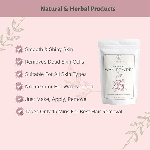 Image of Amrutam Life Natural Herbal Wax Powder For Women & Men | Full Body Hair Removal | Painless & Quick Solution For Hair Removal | Rose Flavour | No Irritation, No Skin Rashes & No Side effects - 100 gm