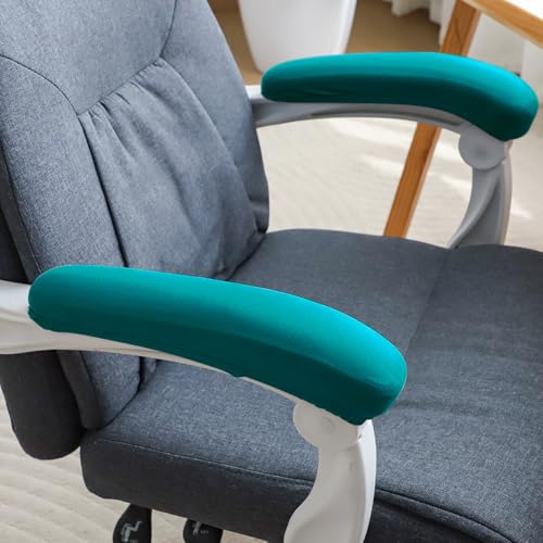 Image of HOKIPO 'SereneSolids' 140 GSM Armrest Covers for Office Chair (Elastic Style), 1 Pair, Teal (AR-5933-TEAL)