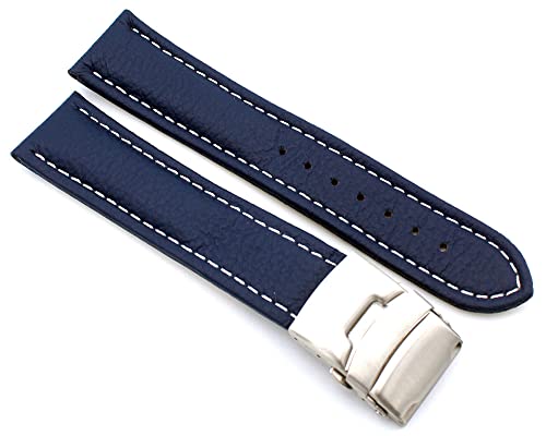 Sulla Bracelet de montre en cuir véritable avec boucle déployante en acier inoxydable Coutures...