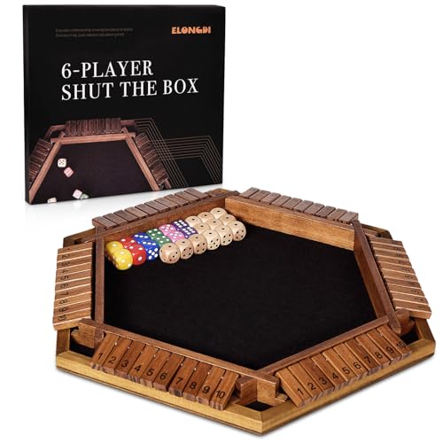 ELONGDI Juego Shut The Box 1-6 jugadores con 24 dados miniatura 1