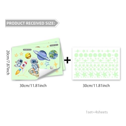 Stickers Glow in The Dark Espacio 155 piezas miniatura 2