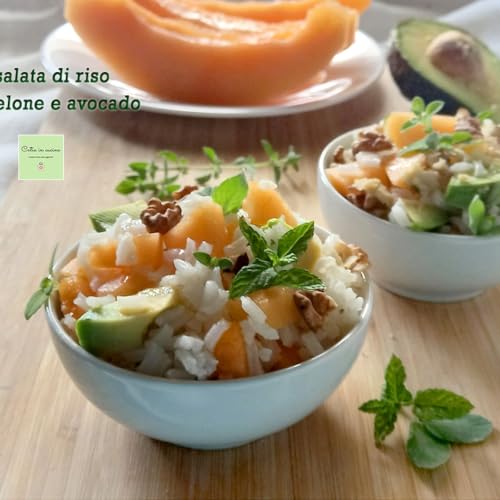 Insalata di riso con melone e avocado