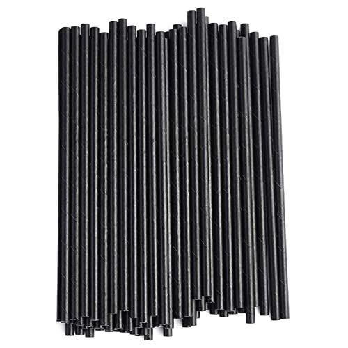 Haobase 100 pajitas de papel, biodegradables para beber cócteles, café, bebidas frías (negro)