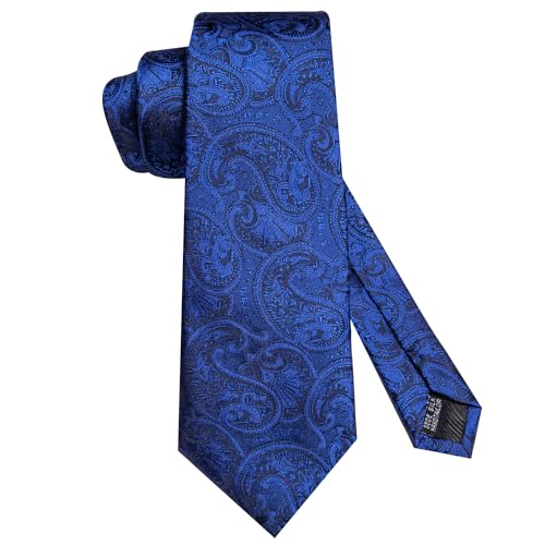 Image of Hi-Tie Mens 70inches Tie Set Extra Long Necktie for Men Cufflinks Handkerchief Big Tall Men Business Wedding