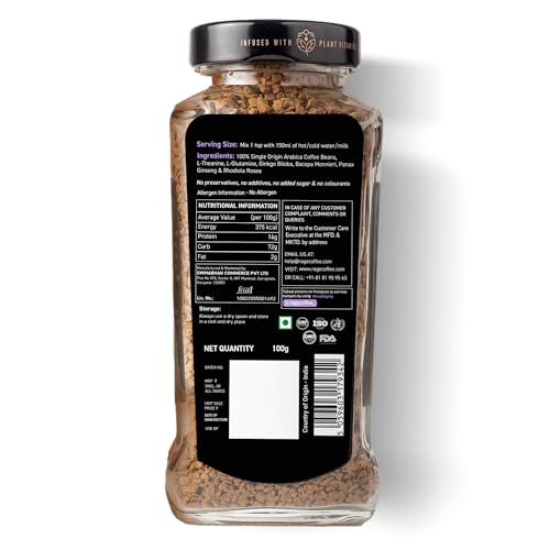 Rage Coffee - Premium 100% Ethiopian Arabica Instant Coffee Crystals Infused With Natural Vitamins - 100 Gms, Award Winning Healthy Blend