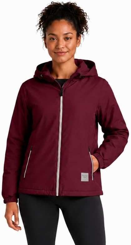 Womens Rain Jacket - Lightweight Full-Zip Coat with Hood & Pockets