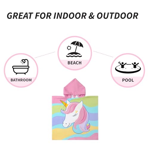 Image of NovForth Kids Beach Towel for Boys Girls, Hooded Bath Towel Wrap, Toddler Pool Towel with Hood