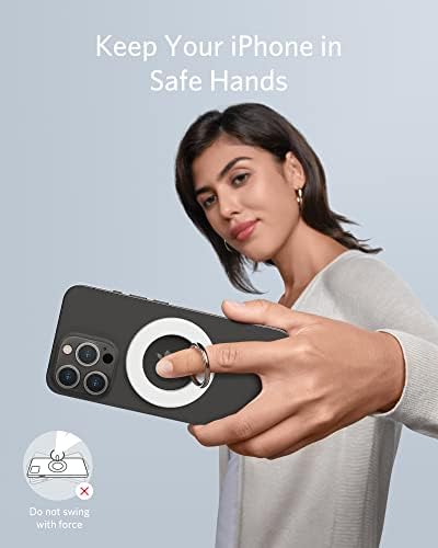 Anker Magnetic Phone Grip (MagGo), 610 Magnetic Phone Ring Holder, Adjustable Kickstand, Only for iPhone 13, 13 Pro, 13 mini, 13 Pro Max, 12, 12 Pro, 12 mini, 12 Pro Max (Dolomite White)