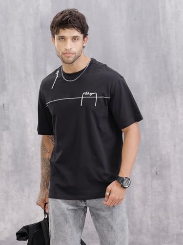 Image of WROGN Men's 220 GSM Cotton T-Shirt | Minimal Graphic | Oversized Fit