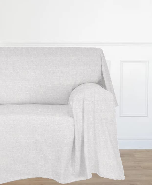 Farè - Telo Salva Divano in tessuto arredo ANTIMACCHIA (idrorepellente ed impermeabile) per COPRIDIVANO | Made in Italy | 200 x 270 cm | ARMOR bianco
