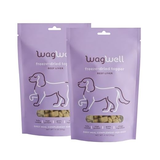 WagWell Freeze-Dried Dog Food Topper, Beef Liver Flavor | Training Treats, Food Topper, Healthy Snack for Dogs | Human Grade, Grain Free, High Protein | Made in USA | 4 oz Bag, 2 Pack