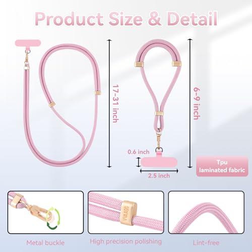 Image of VVAAGG Cell Phone Lanyard for iPhone: Crossbody Phone Strap Adjustable Neck Wrist Strap Anti Theft Long Lanyard Travel Essential for Women Most iPhone