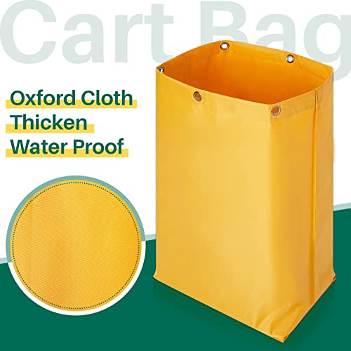 Replacement Janitorial Cart Bag High Capacity Cleaning Cart Bag Janitorial Supplies Waterproof Housekeeping Cart Cleaning Bags For Housekeepers Commercial Janitor Cart Bag, 16X11X27 In, Yellow (2 Pcs) #TOP2