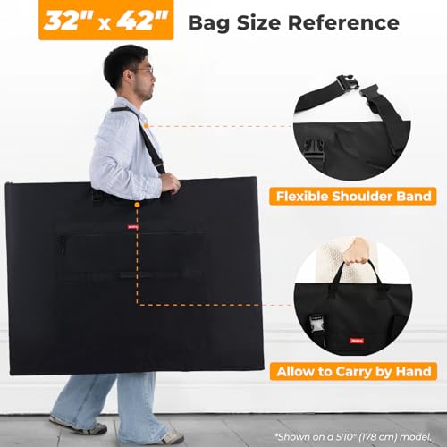 Image of Nicpro Light Weight Art Portfolio Bag, 32 x 42 Inches Waterproof Art Portfolio Case with Shoulder & Handle Carry, for Artwork, Poster, Sketch Drawing, Canvas, Photography, Solar Panel Storage