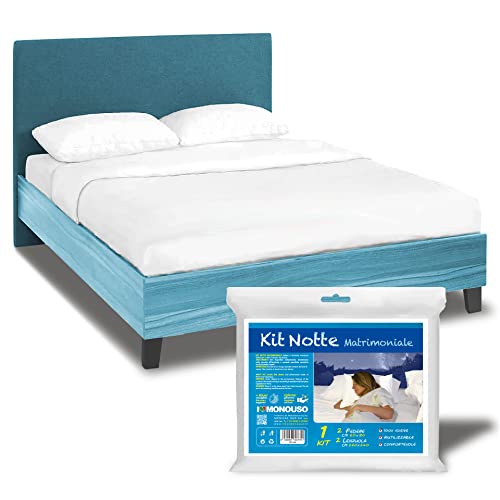 15 juegos de sábanas y fundas de almohada desechables para cama de matrimonio desechables, de suave tejido no tejido, 2 sábanas de 220 x 240 cm y 2 fundas de almohada de 60 x 80 cm, ideal para viajes,
