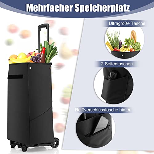 GOPLUS Einkaufswagen, Einkaufstrolley, Faltbarer Handwagen, Einkaufstrolley mit Rädern und Abnehmbarer 38-Liter… – Bild 5