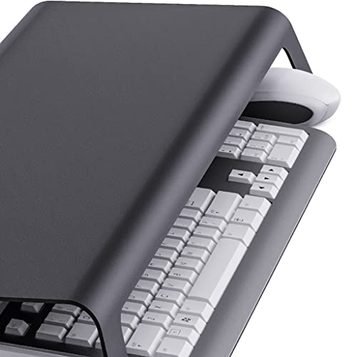 Support de bureau en alliage noir premium pour moniteur et clavier