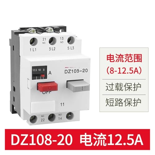 Disyuntor DZ108-20 protector de motor 12.5A interruptor automatico de caja moldeda 2