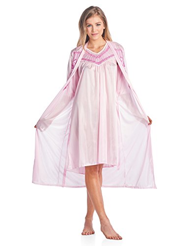 Casual Nights Women's Satin 2 Piece Robe and Nightgown Set