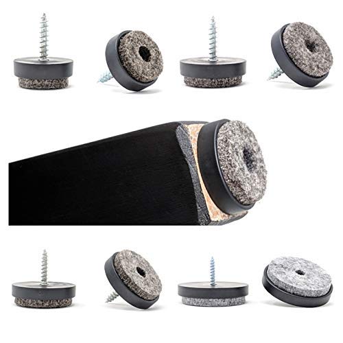 Price comparison product image Furniture Sliders. Floor Protectors with Soft Felt Gliders,  Screw System. Made in Germany,  (Black,  24mm Diameter