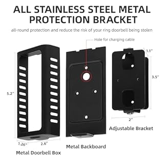 USUAUU 2025 Upgrade for Ring Doorbell Mount,Steel Metal Anti-Theft Ring Camera Mount with Adjustable Angle Mount Kit (45-135 Degrees) Doorbell Holder Bracket No Block Sensor