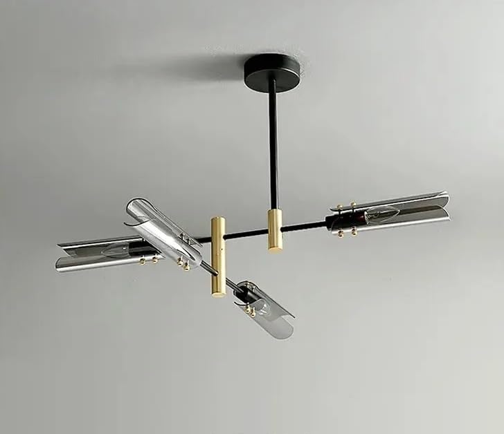 Lustre d'éclairage suspendu gris fumé 4 lampes, idéal contre la fatigue visuelle
