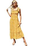 Lucien Hanna Women's Summer Tie Straps Cotton Sleeveless Irregular Polka Dot Ruffles Midi Dress Yell